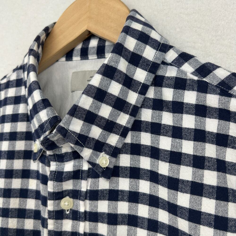 JACK SPADE Shirt Mens M WARREN STREET Flannel Buffalo Check Button Down Blue